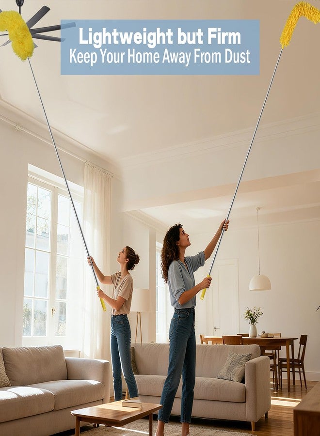 Dymoll Cobweb Duster with Extension Pole, 110" Microfiber Feather Duster Kit with Bendable Washable Heads, Spider Web Brush, Dusters for Cleaning Ceiling Fan, High Ceiling, Blinds, Furniture & Cars - Image 5